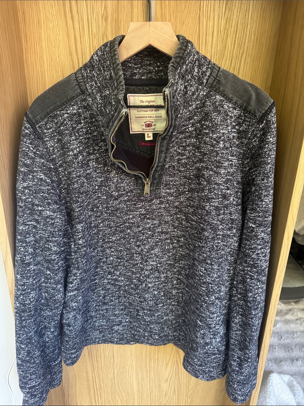 Fat Face Men's Charcoal Marled Half-Zip Sweater